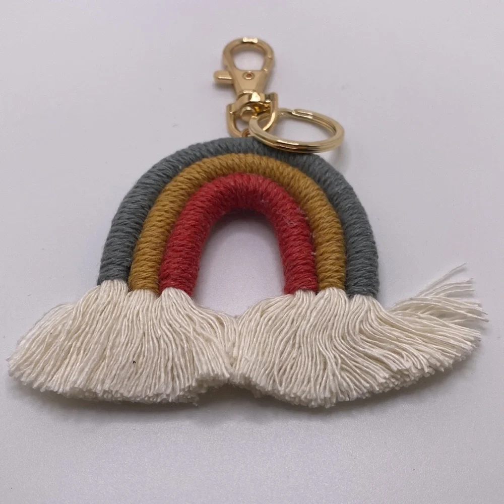 Bohemian Macrame Rainbow Handmade Weaving Tassel Keychains (2) - Picture 4 of 7